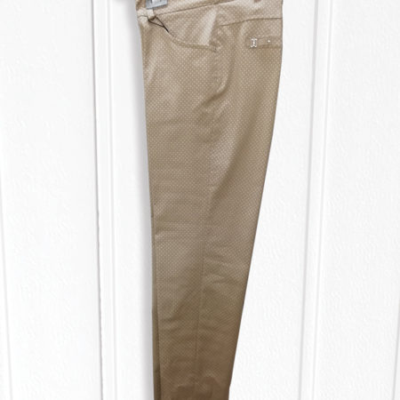 pantalone-beige-donna-sigaretta-a-pois