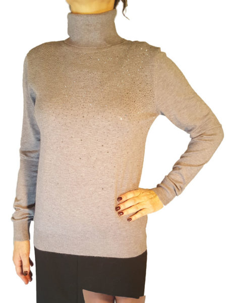 Maglia dolcevita 455 Morena colore grigio con strass