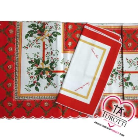 Tovaglia in cotone fantasia natalizia con Babbo Natale, Loira linea cucina ARMONIA TESSILE
