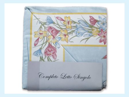  Lenzuola in flanella singolo in cotone caldo e morbido, azzurro con fiori, Everbest