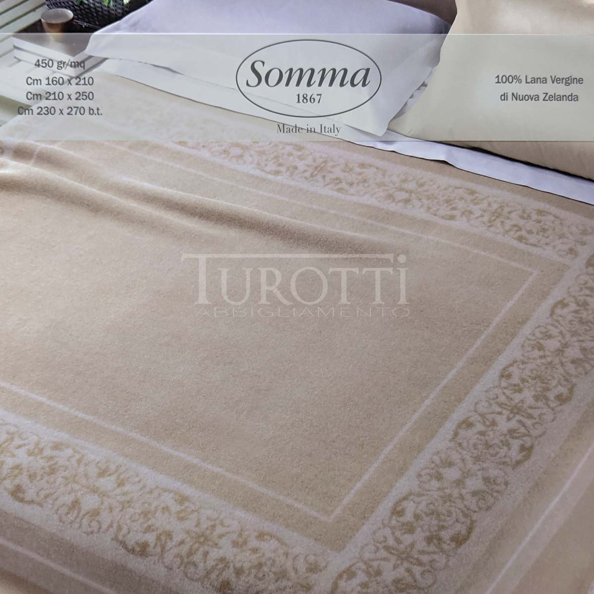 Coperta Somma matrimoniale pura lana vergine art Grace