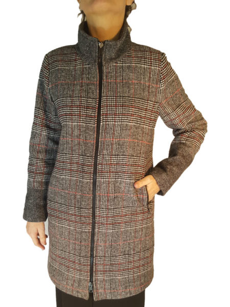 Cappotto con zip in tessuto disegno principe di Galles,art. 191 A 6029997, Cheitt  