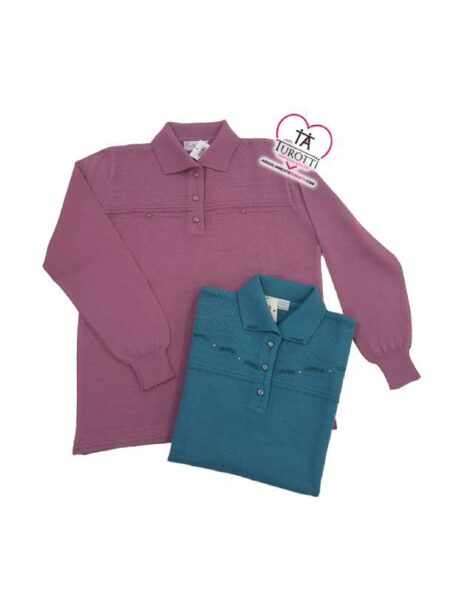 Maglia Polo donna a bottoni 100% lana, Emily 50