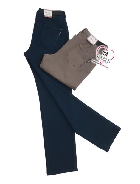 Pantalone  jeans donna fustagno con strass sulle tasche dietro, IBER push up Turin DNR/S  