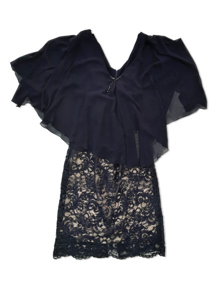 Completo  Abito blu con pizzo Art. AB65, ALEXIA COUTURE  taglia calibrata