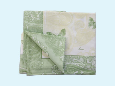 Federa americana beige e verdone in puro cotone 100%, art Anna, Emmepi