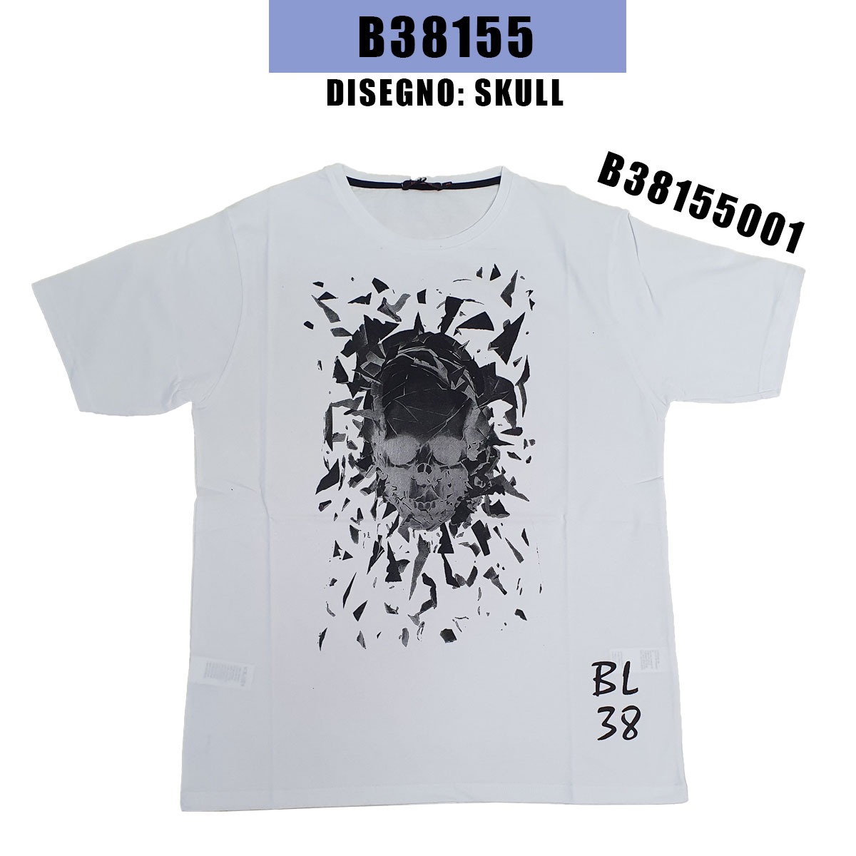 T-Shirt uomo girocollo Maxfort art B38155 disegno Skull - immagine 3