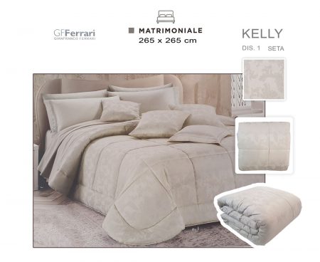 Trapunta matrimoniale in tessuto jacquard, misto cotone imbottitura anallergica, art. Kelly var. seta, GF Ferrari