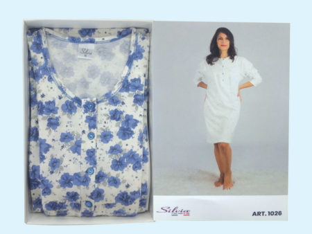 camicia-da-notte-donna-rose-azzurre-art1026-Silvia