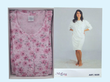 camicia-da-notte-donna-rose-rosa-fondo-rosa-art1026-Silvia