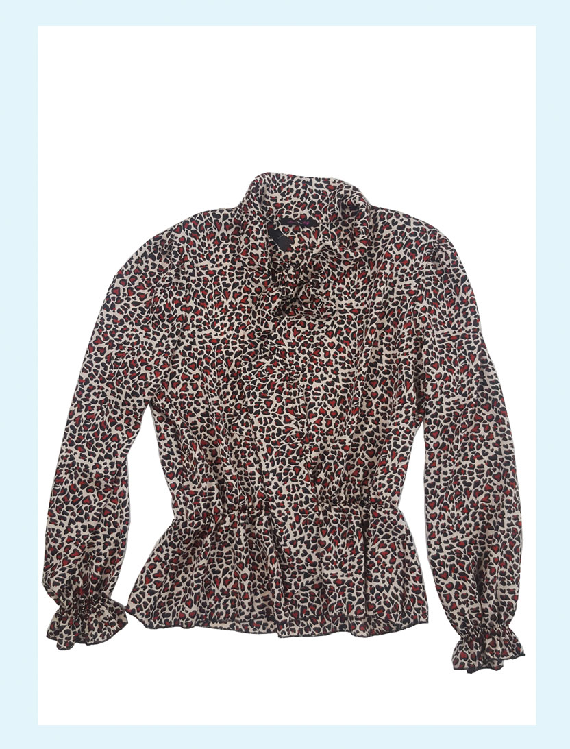 Camicia donna manica lunga animalier nero panna rosso art. CA24