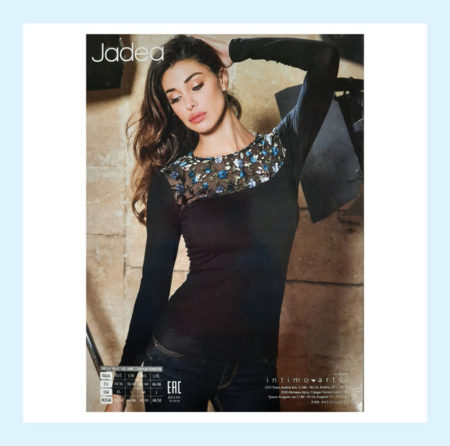 Maglia donna manica lunga in cotone elasticizzato colore blu, art. 4878, Jadea <i><span style="color: red;">ESAURITO</span></i>