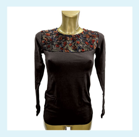 Maglia donna manica lunga in cotone elasticizzato colore blu, art. 4878, Jadea <i><span style="color: red;">ESAURITO</span></i> - immagine 3