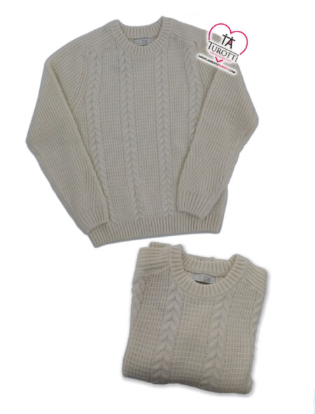 Maglione Uomo paricollo colore  panna in misto Lana   art. IT1724319, CSN