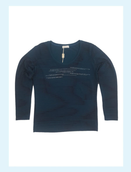 Maglia  donna  girocollo manica  lunga  colore  petrolio con perline art. 15W47  new LINEA ELLE
