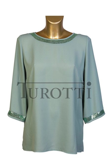 Casacca donna  manica lunga con strass sullo scollo Torre 3/4, Gocce di Elena