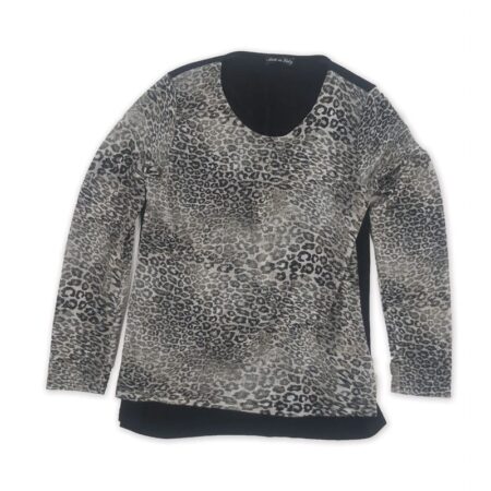 Maglia donna girocollo manica lunga animalier