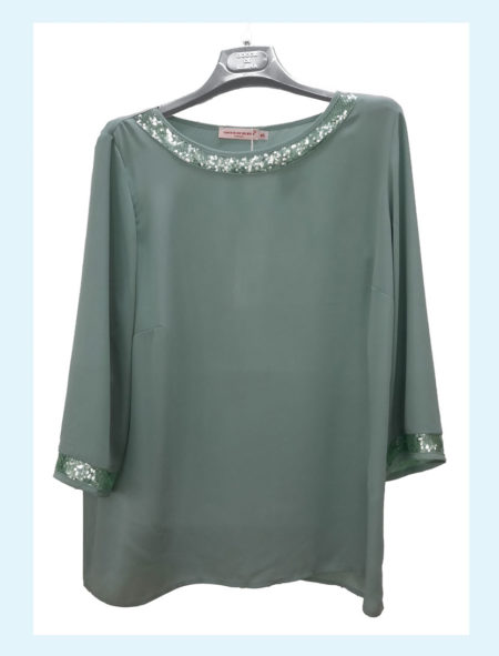 Casacca donna  manica lunga con strass sullo scollo Torre 3/4, Gocce di Elena - immagine 3