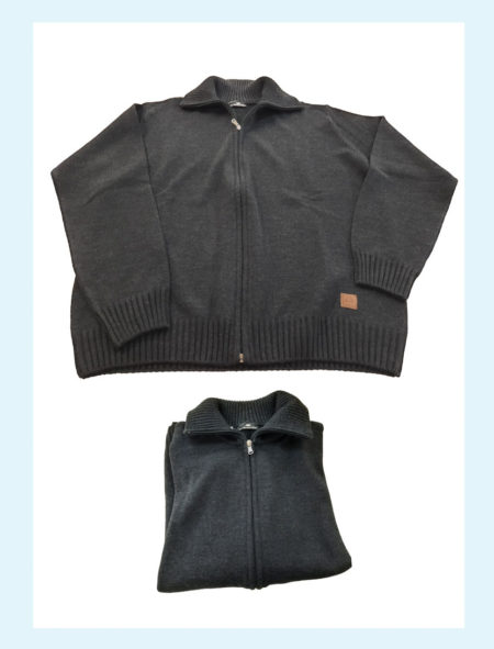 Cardigan uomo  lana merino chiusura a zip  art. 12708, Il Granchio
