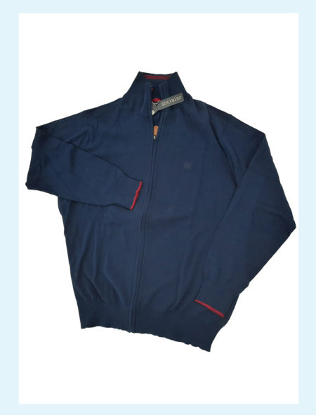 Cardigan uomo cotone chiusura a zip colore navy art. 15336-531, Ascot Sport