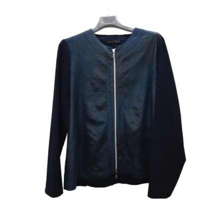 Giacca leggera Donna finta pelle blu con zip