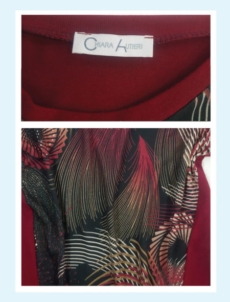 Maglia  donna  girocollo  manica lunga colore bordeaux  con fantasie  art. M57930  Chiara Autieri - immagine 2