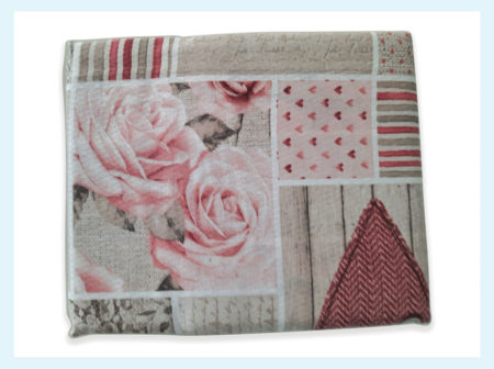Copriletto singolo 1 piazza  Art.   Shabby,  Fantasia Cuori e rose  tessuto 100% cotone - immagine 2