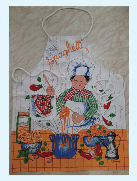 Grembiule con tasca lacci e girocollo in corda Art. Grembiulone Fantasia  Ever Best tessuto spigato  100%  puro cotone