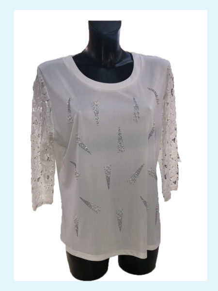 Maglia  donna  girocollo mezza manica   art. CLARA 13/2034, Perla Over - immagine 3