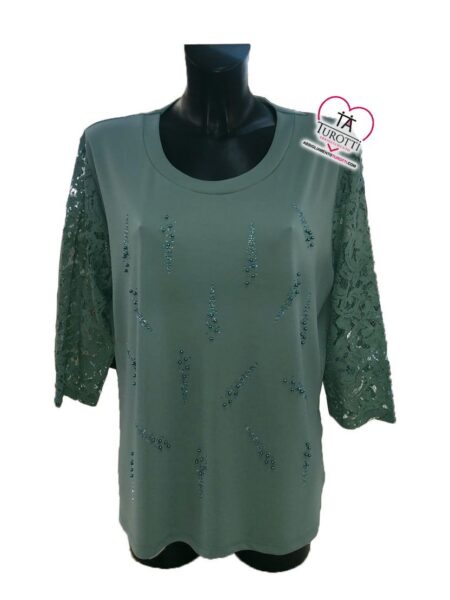 Maglia  donna  girocollo mezza manica   art. CLARA 13/2034, Perla Over