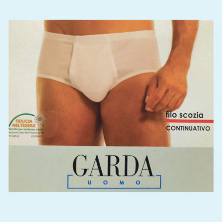 Slip bianco filo scozia continuativo, Art. 0956, GARDA UOMO con Apertura Laterale  100% cotone
