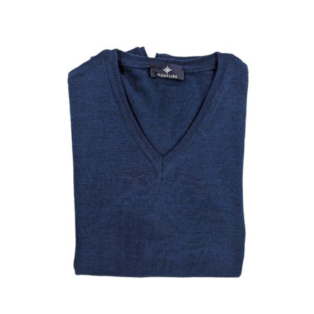 pullover lana merino uomo blu