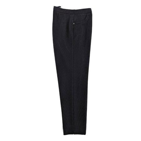 pantaloni donna tipo leggings elasticizzati neri puntini bianchi