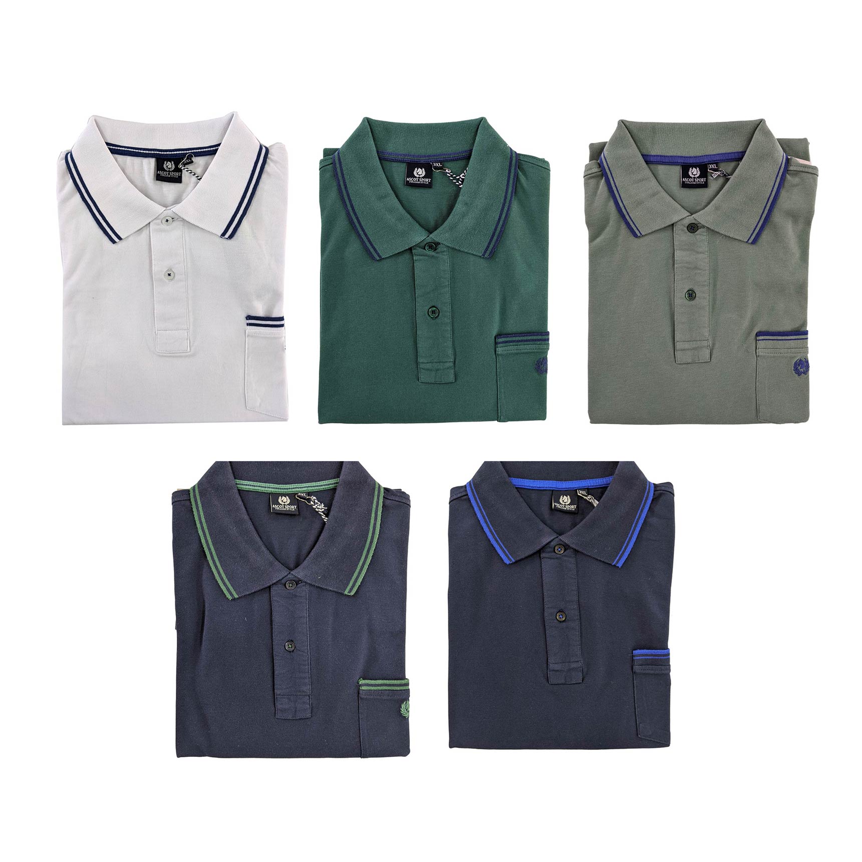Polo taglie forti Ascot da uomo giovanili maniche corte cotone