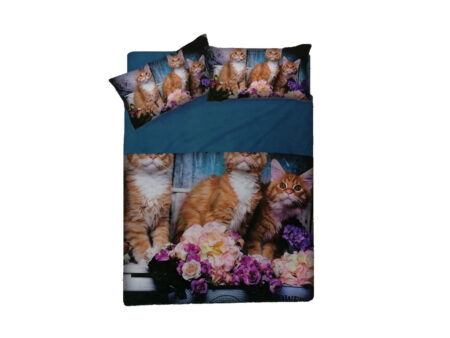 Completo lenzuola copriletto 1 piazza e mezza  Sogni d'Oro disegno Garden Cats, Lovely Home