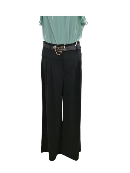 Pantalone a palazzo e a zampa elasticizzato  donna, Art. PP48RR97AA  , RINASCIMENTO con cinturino