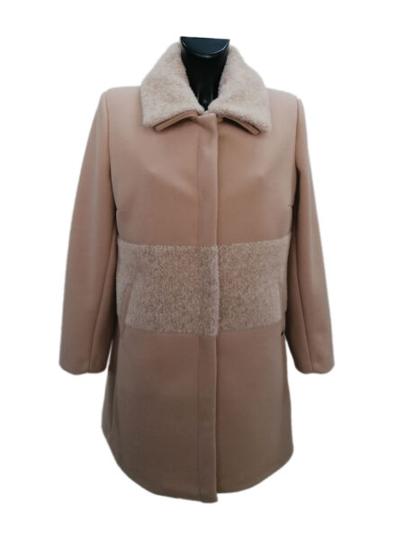Cappotto in tessuto Donna  Art. PENELOPE - GOCCE DI ELENA  con collo staccabile in  pelliccia ecologica