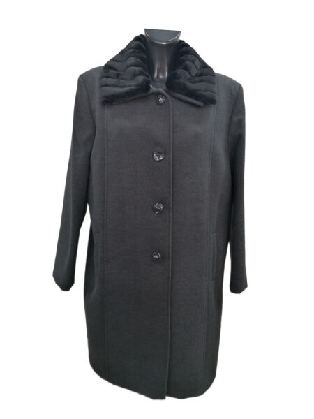 Cappotto in tessuto Donna  Art. POKER - GOCCE DI ELENA  con collo staccabile in pelliccia ecologica  taglia calibrata - immagine 3