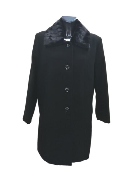 Cappotto in tessuto Donna  Art. POKER - GOCCE DI ELENA  con collo staccabile in pelliccia ecologica  taglia calibrata