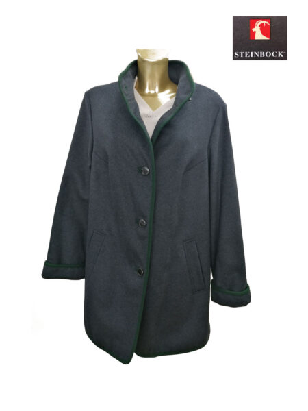 cappotto Steinbock donna mod. Enya art. 22217 colore grigio con profili verdi - immagine 2