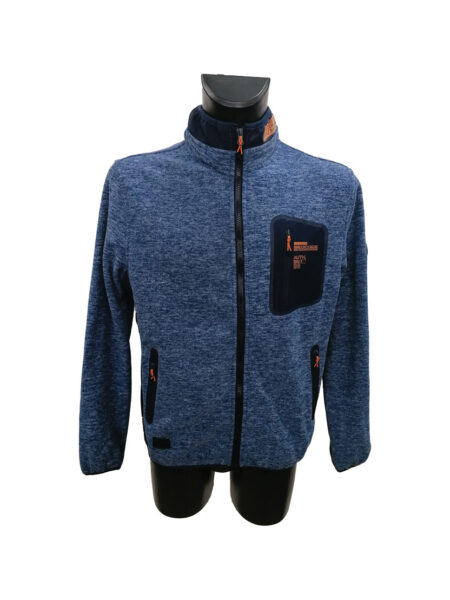 Felpa in pile zip sul collo Be Board 04F9358  pile fiammato blu-grigio-blu