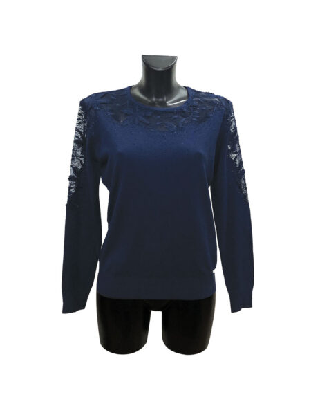 Maglia Girocollo Donna Art. DG 308, GMV  GIAN MARCO VENTURI con applicazioni floreali e strass