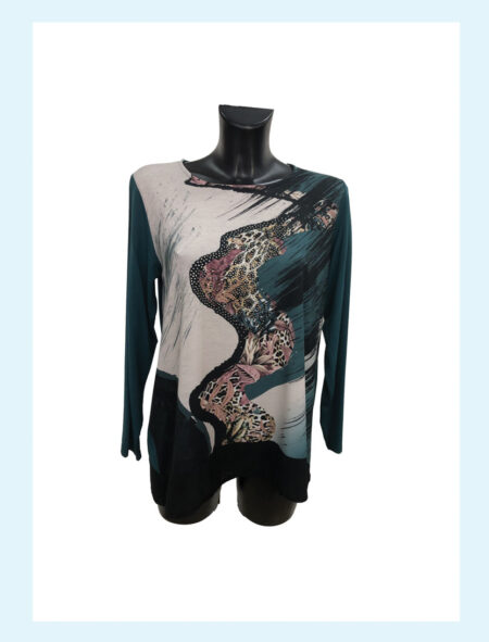 Maglia Girocollo manica lunga Donna Art. 45114, ALLEGRA KOLL con strass