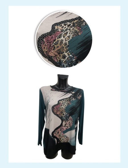Maglia Girocollo manica lunga Donna Art. 45114, ALLEGRA KOLL con strass - immagine 2