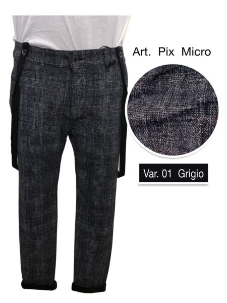 Andy Don B Pantaloni  uomo  con bretelle Art. Pix   Micro Variante 01,  colore grigio