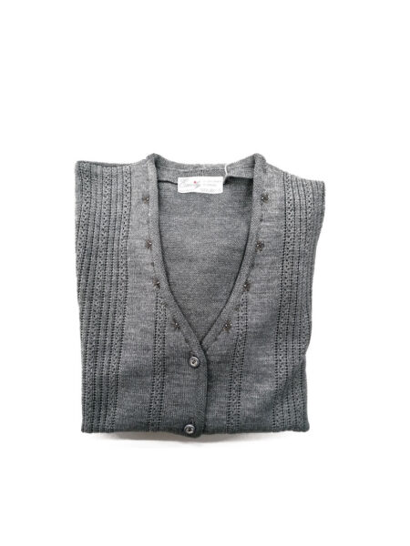 cardigan donna scollo a V  bottoni  manica lunga Art. 255 OVER EMILY  misto lana colore Grigio chiaro