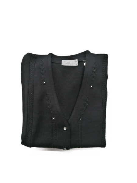 cardigan donna scollo a V  bottoni manica lunga Art. 255 OVER EMILY  misto lana colore Nero
