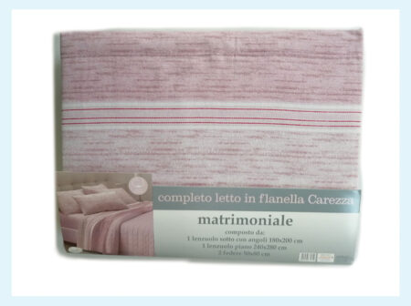 Completo lenzuola in flanella Matrimoniale 2 piazze, art. Carezza, Diadema variante rosa Articolo <i><span style="color: red;">ESAURITO</span></i> - immagine 2