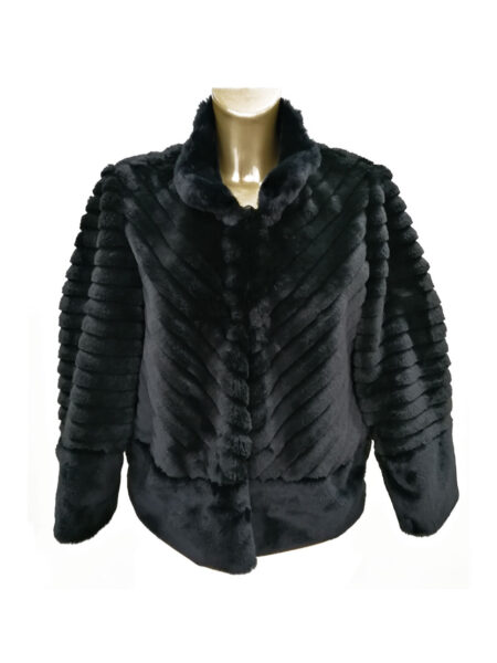Giaccone donna in eco-pelliccia colore nero  art. E20581, Ambra Corsini