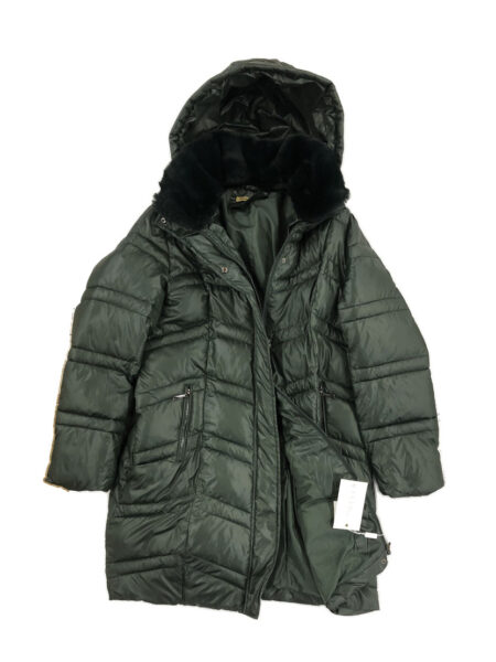 Giaccone trapuntato donna art. Magaly  MIRELLA con cappuccio staccabile  colore verdone <i><span style="color: red;">ESAURITO</span></i> - immagine 2